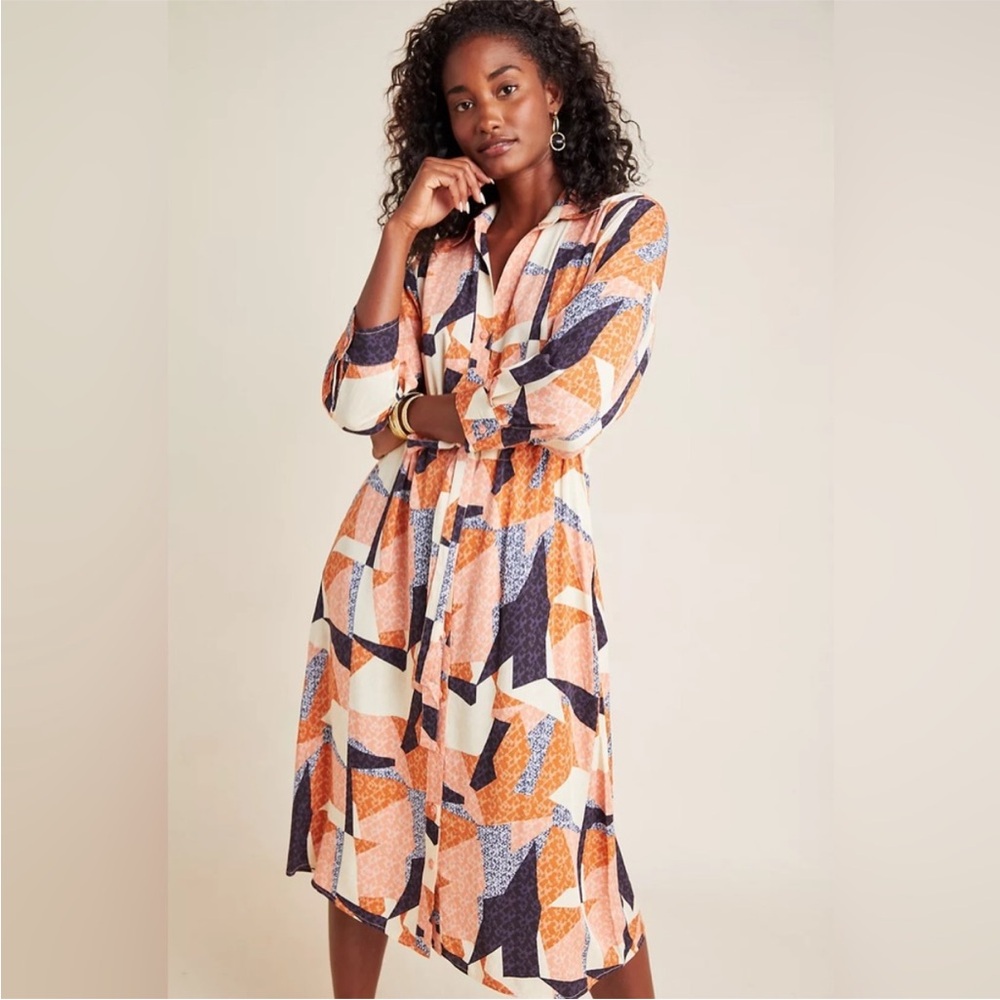 Anthropologie Corey Lynn Calter Multicolor Abstract shirt dress